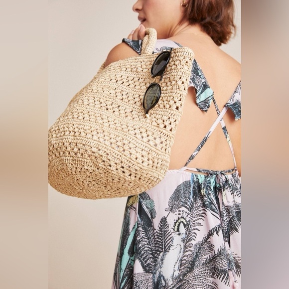 Anthropologie Maaji Aster Dress Red Pink Tropical Motif Size Large NWT - Picture 2 of 12